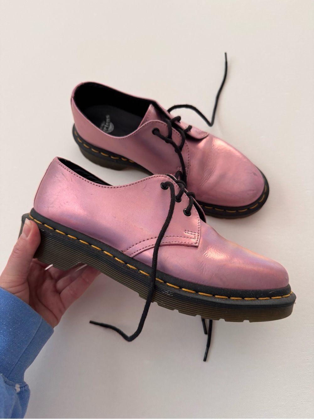 Dr Martens 1461 Iced Metallic Mallow Pink Leather Shoes Womens 7 EU 38